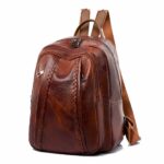 Mochila vintage de cuero PU para señoras - Marrón - Bolsa mochila