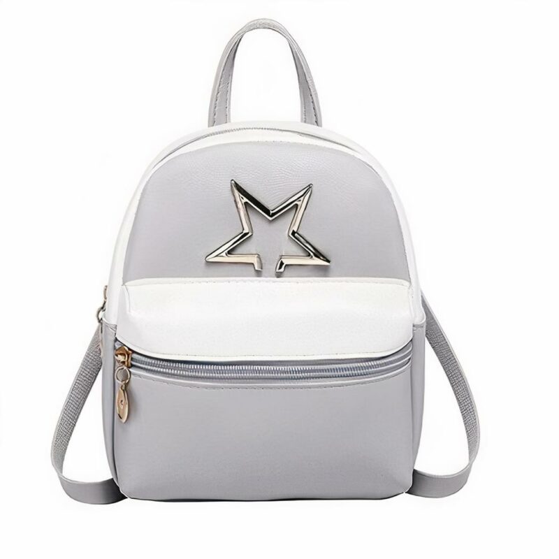 Mini mochila de cuero PU para mujer - Gris - Bolso Mochila