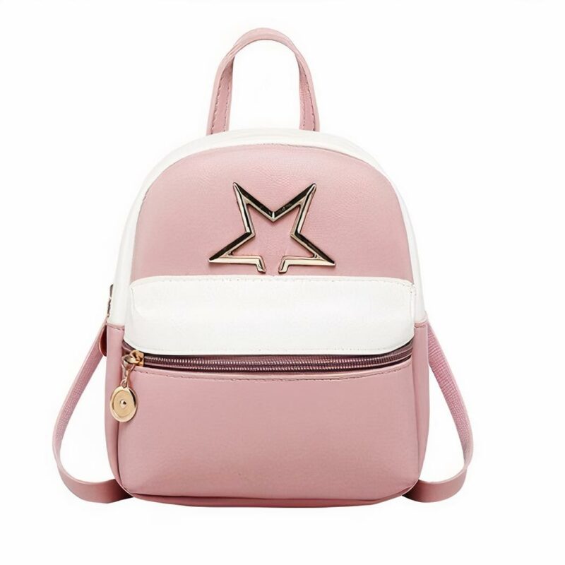 Mini mochila de cuero PU para mujer - Rosa - Mochila Mochila