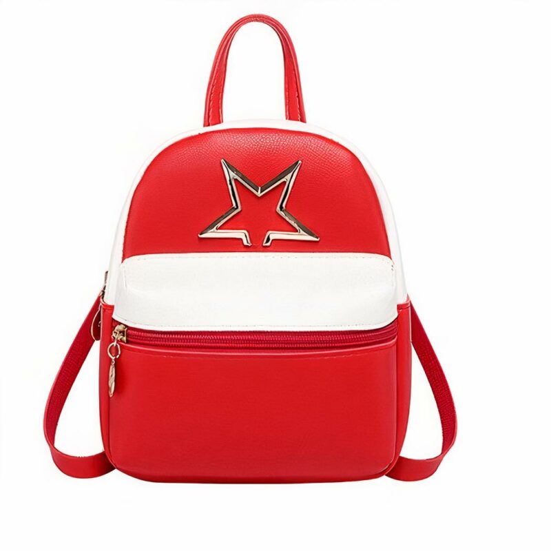 Mini mochila de cuero PU para mujer - Rojo - Bolso Mochila