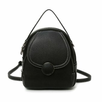 Mochila pequeña de cuero para mujer - Negra - Bolso de cuero