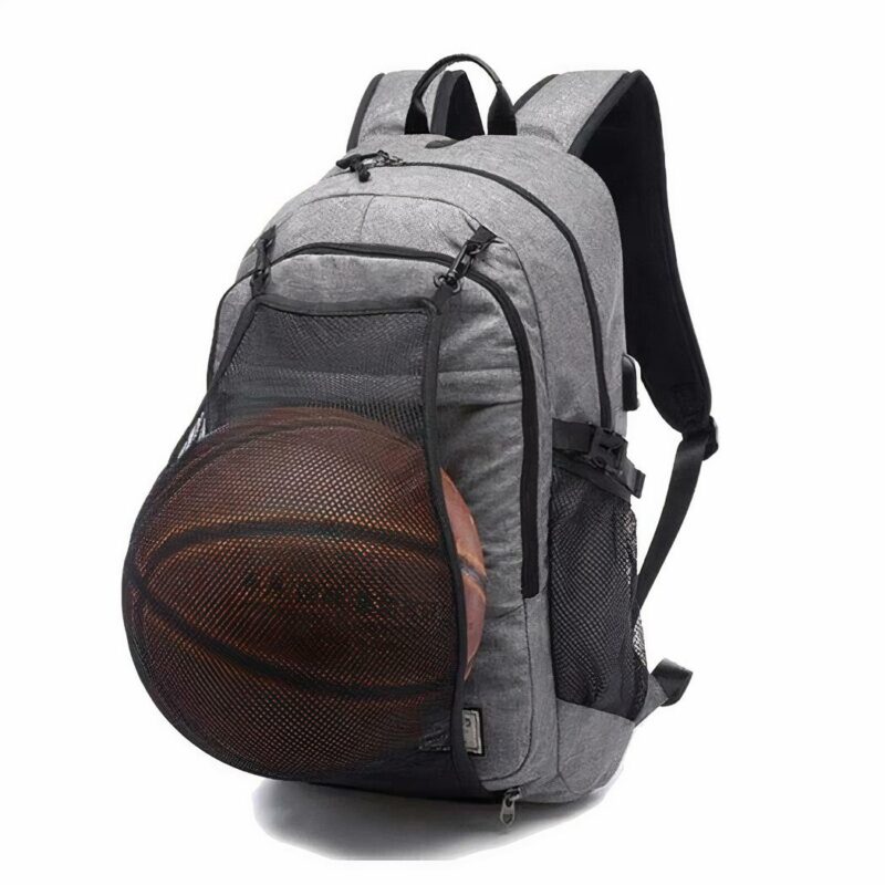 Mochila de entrenamiento con red para balones - Gris - Mochilas de baloncesto Bolsa de gimnasio