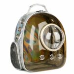 Mochila extensible gris de moda para transportar mascotas