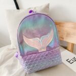 Mochila de niña con motivo de sirena multicolor y somier