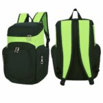 Mochila deportiva multibolsillos para pelota negra y verde