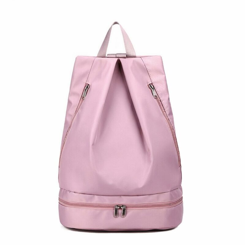Mochila de deporte y natación rosa para mujer con fondo blanco