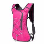 Mochila transpirable de senderismo rosa con fondo blanco