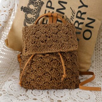 Mochila de paja para mujer estilo boho
