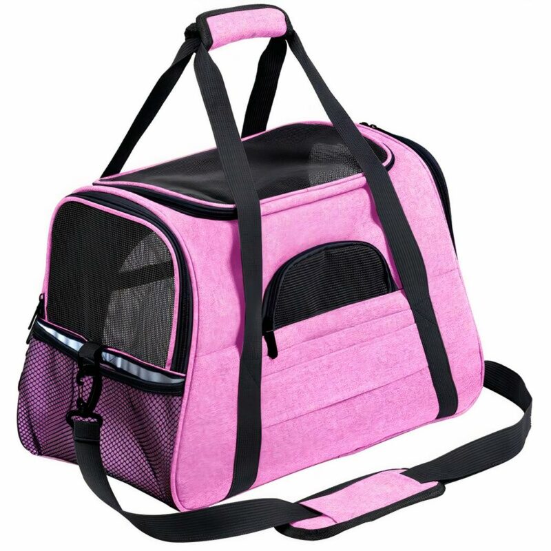 Mochila de viaje de malla para mascotas - Rosa, M - Perro Gato