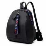Mini mochila negra de estilo coreano para mujer con amor escrito