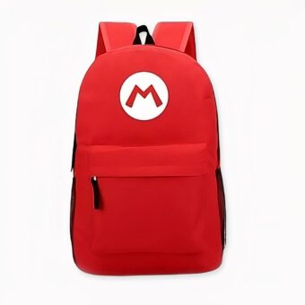 Mochila Super Mario de color sólido - Roja - Camiseta Mochila escolar.
