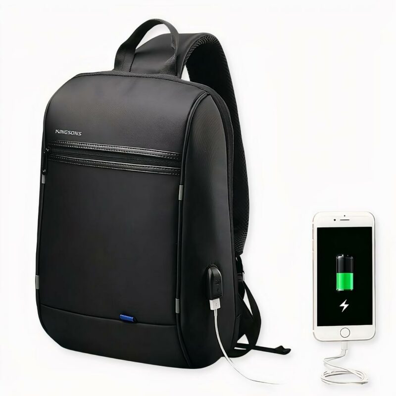 Elegante mochila negra con compartimento para portátil - Mochila para portátil Bolsa para portátil