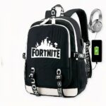 Mochila Fortnite con cargador USB - Jin BTS, negro. Buena calidad y muy de moda.