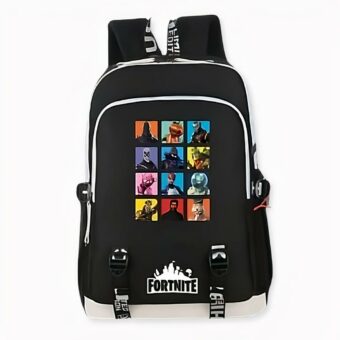 Mochila negra Fortnite con conector USB - ¡Adoptame! Roblox. Buena calidad y muy a la moda.