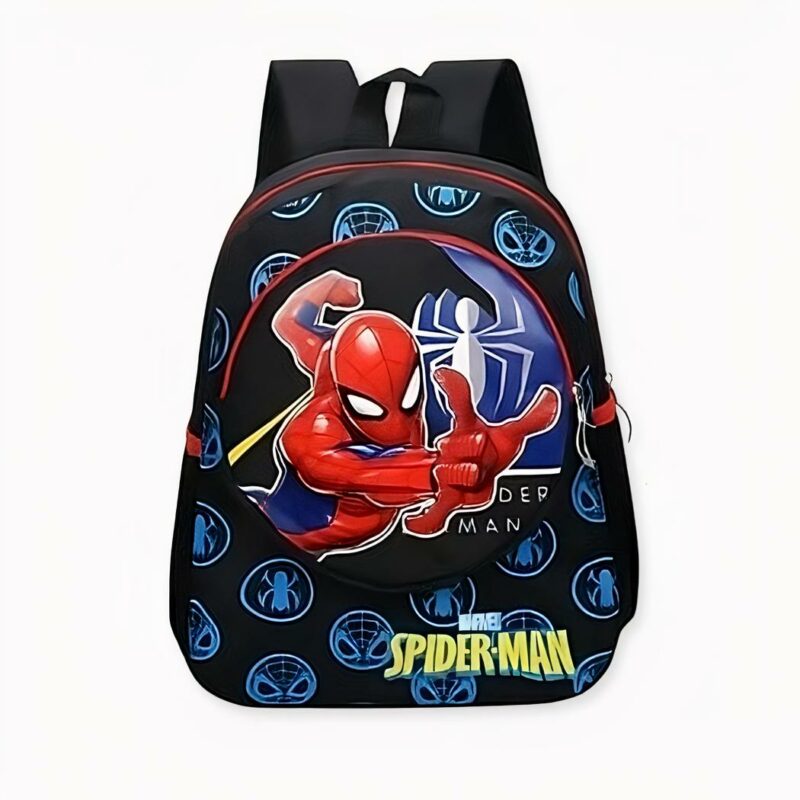 Bonita y colorida mochila de Spiderman en negro, de buena calidad y muy de moda.