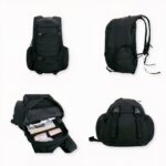 Mochila militar negra de 40L sobre fondo gris claro.