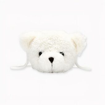 Bolso bandolera para niños con osito de peluche y fondo blanco