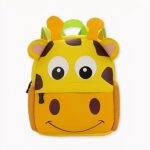 Mochila estilo jirafa con animales para niños, amarilla.