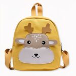 Mochila escolar con pequeño ciervo para niños en amarillo, gris y blanco