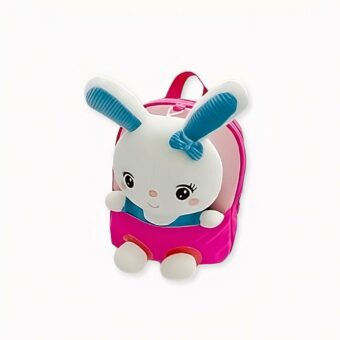 Mochilas escolares de felpa de conejo para niños en color rosa, de buena calidad y muy a la moda.