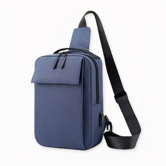 Bandolera de nylon para hombre, azul con fondo blanco