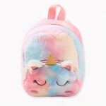 Colorida mochila de unicornio de felpa para niños