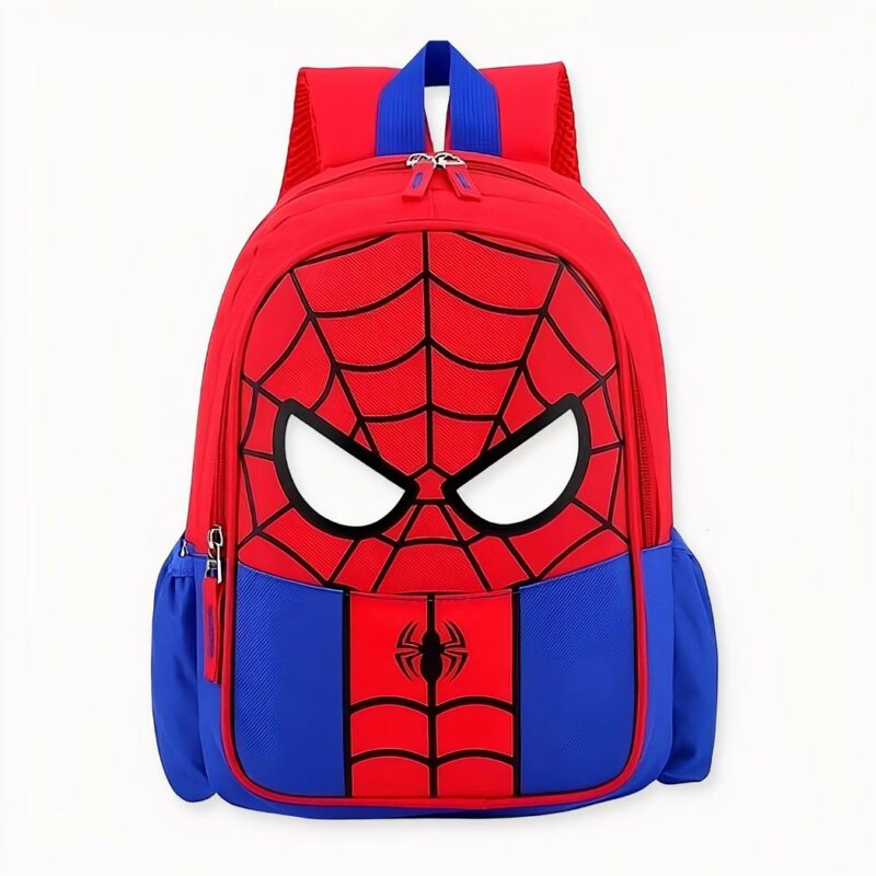 Mochila impermeable roja de Spiderman con fondo blanco