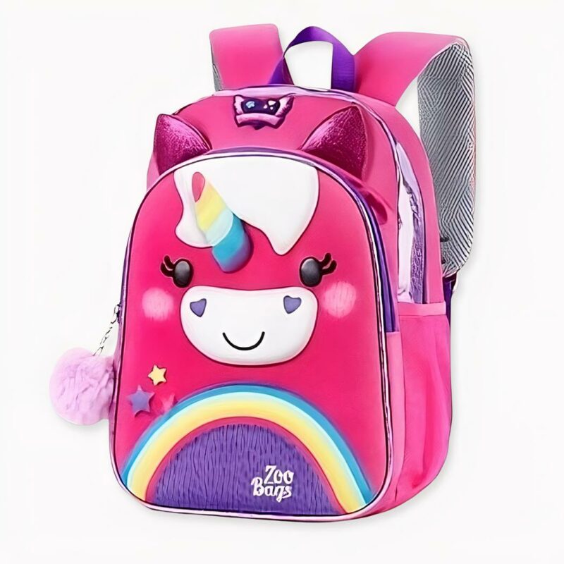 Mini mochila unicornio multicolor para niñas rosa y morada. Buena calidad y muy a la moda.