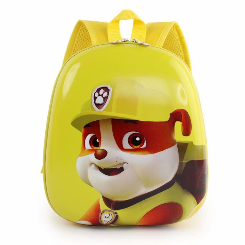 Mochila de patrulla para niñas y niños amarilla con fondo blanco