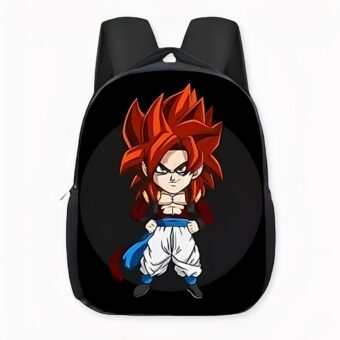 Dragon Ball GT fusión nivel 4 mochila Son Goku y Vegeta pelo rojo.