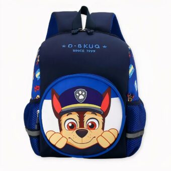 Mochila Patrol en franela azul y amarilla.