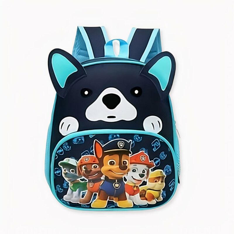Sac_à_dos_à_design_chien_motif_Pat_Patrouille_2 Mochila azul con diseño de perro de patrulla. Buena calidad y muy práctica.
