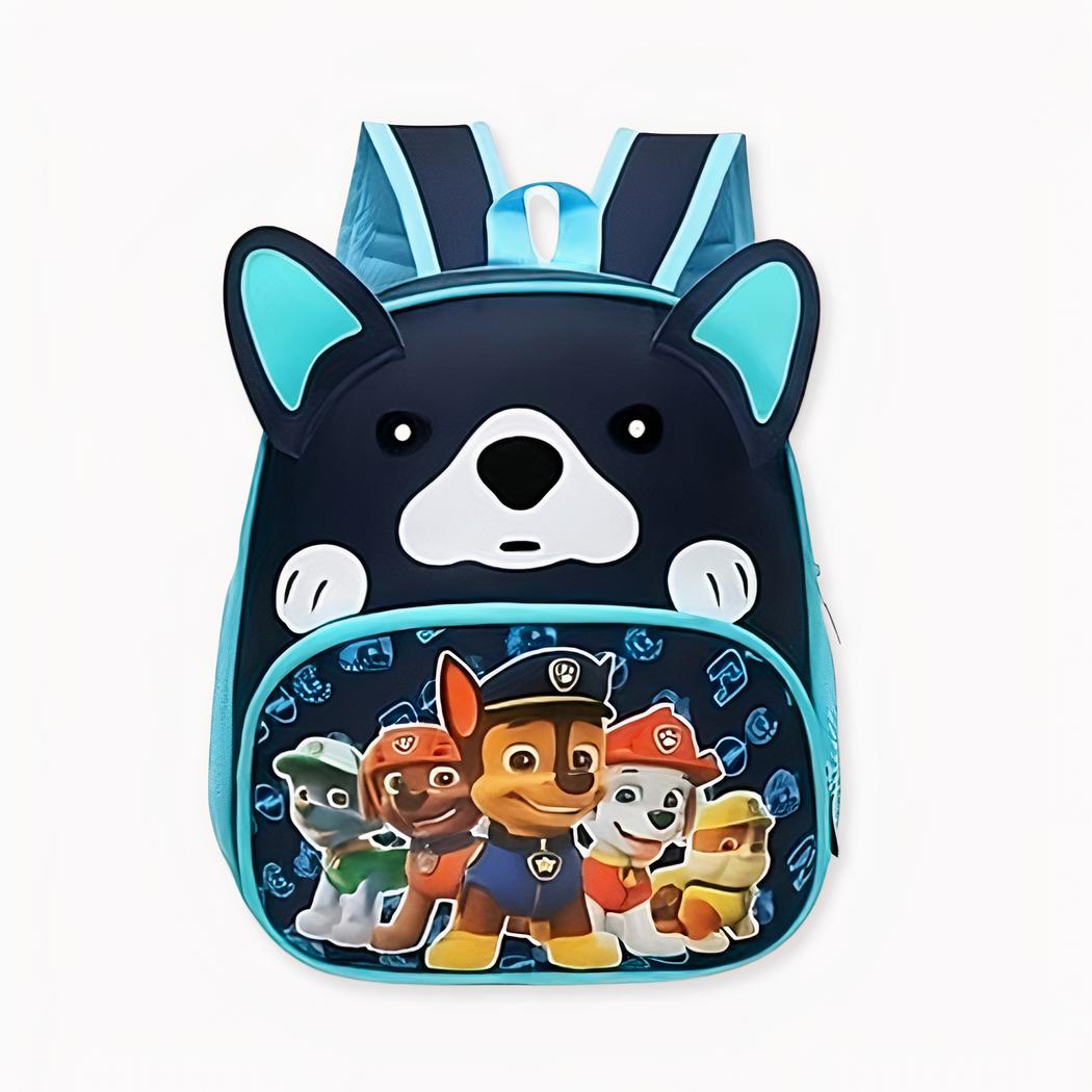 Mochila azul con diseño de perro de patrulla. Buena calidad y muy práctica.