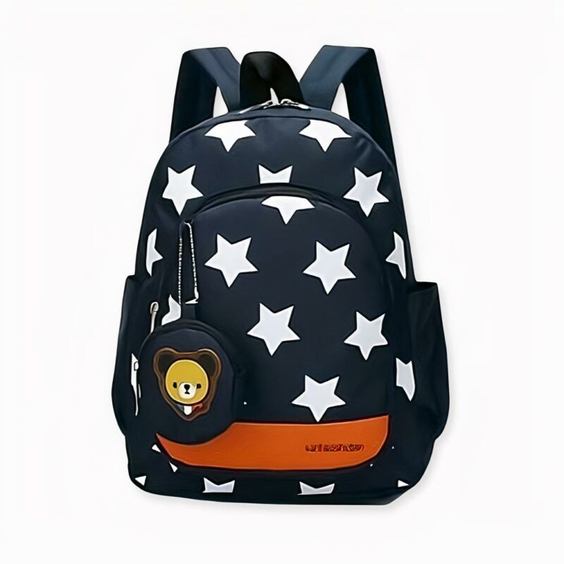 Mochila con colgante de oso y estrellas. Buena calidad y muy a la moda.