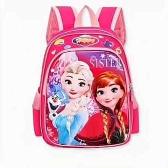 Mochila Princesa Anna y Elsa Reina de las Nieves en color rosa, de buena calidad y muy a la moda.