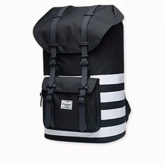 Mochila para ordenador Little America de gran capacidad, en blanco y negro. Buena calidad y muy práctica.