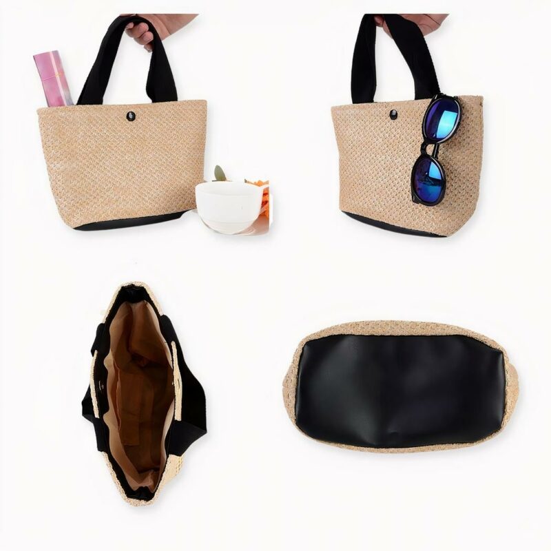IMG_Panier de_plage_bohème_pour_femme_1F ¿Busca una cesta práctica y elegante para este verano? ¡Aquí tiene nuestra magnífica cesta de playa bohemia en paja tejida! Informal y a la moda, es la bolsa perfecta para ir a la playa, a la piscina o para sus compras.