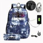 Mochila Fortnite con estuche a juego y cargador USB, de buena calidad y muy a la moda.