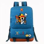 Mochila infantil One Piece Luffy en rojo con motivos en la parte delantera