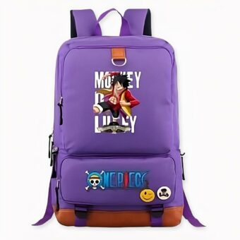 Mochila manga One Piece Monkey D, morada. Buena calidad y muy a la moda.