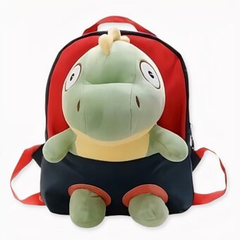 Mochila de dinosaurio negro liliputiense. Buena calidad y muy práctica.