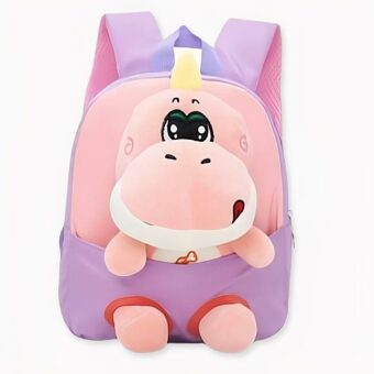 Mochila infantil liliputiense con peluche de dinosaurio morado. Buena calidad y muy suave.