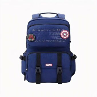 Mochila escolar azul con multibolsillos