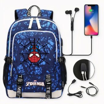 Esta mochila Spiderman con cargador es ideal para niños a partir de 6 años. Es perfecta para guardar todas sus cosas. Además, puede recargar dispositivos electrónicos compatibles. Perfecta para quienes quieran utilizarla en el colegio o en el coche si se van de vacaciones.