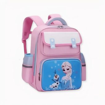 Mochila rosa reflectante para niños con la Reina de las Nieves y Olaf.