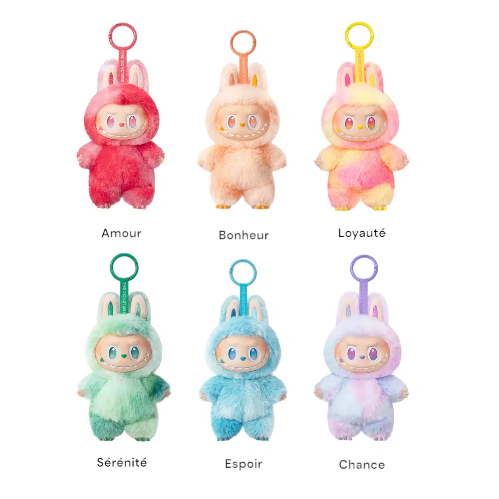 Peluche fantástico tipo Labubu caja misteriosa colores pop