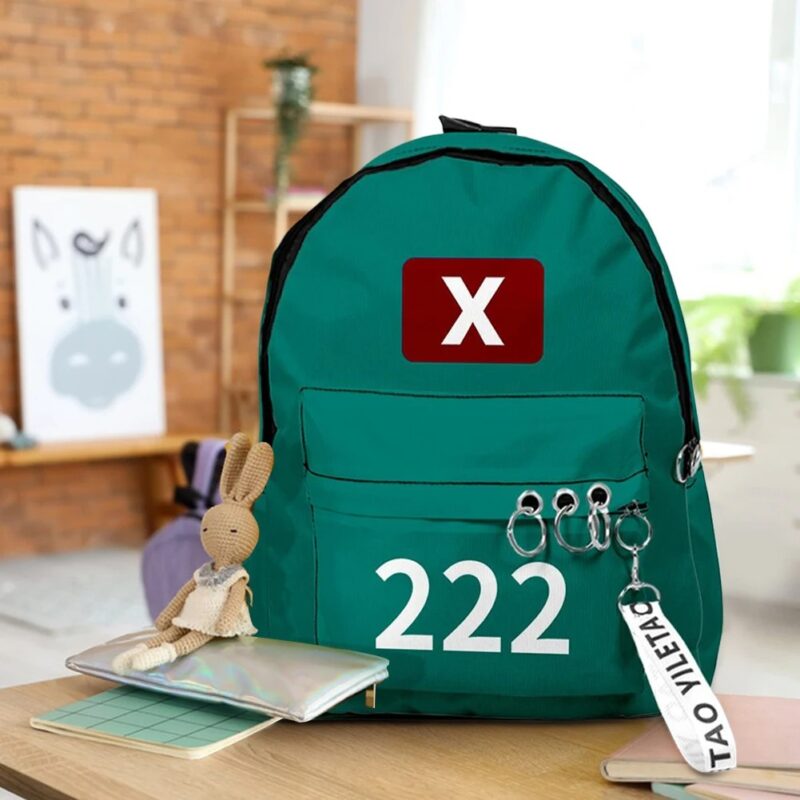 Mochila verde infantil con número Squid Game