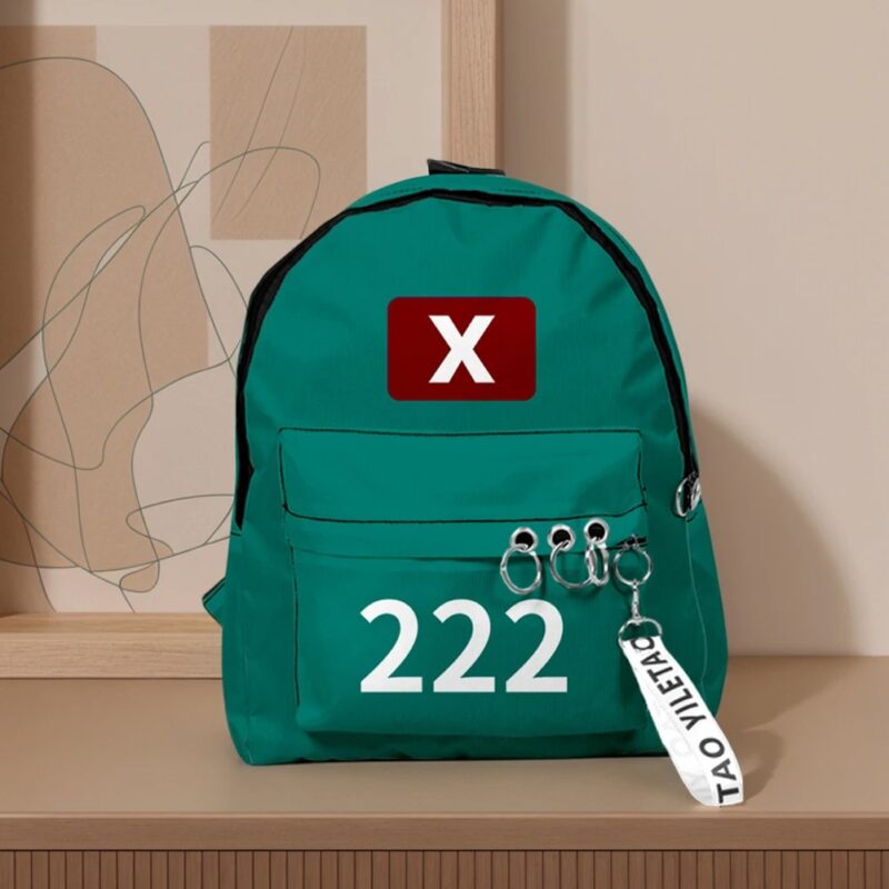 Mochila verde infantil con número Squid Game