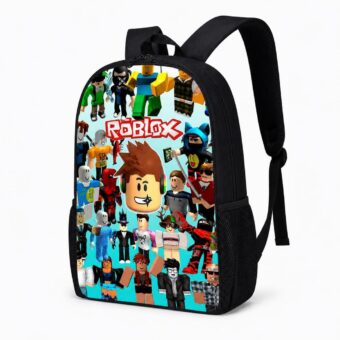 Mochila Roblox con avatares, vista frontal