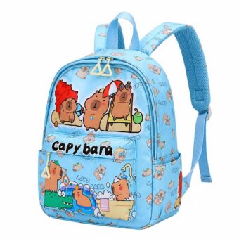 Mochila capibara escena de baño con cocodrilo — Imagen 1